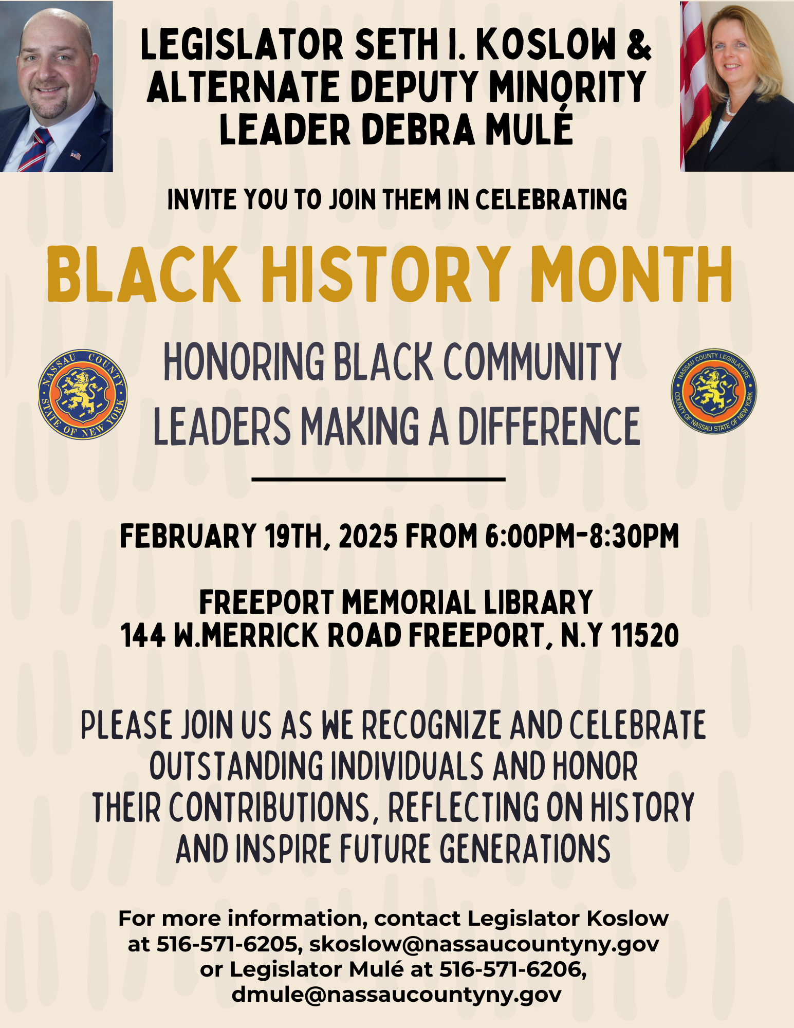 Beige Yellow Handdrawn Black History Month Portrait Flyer