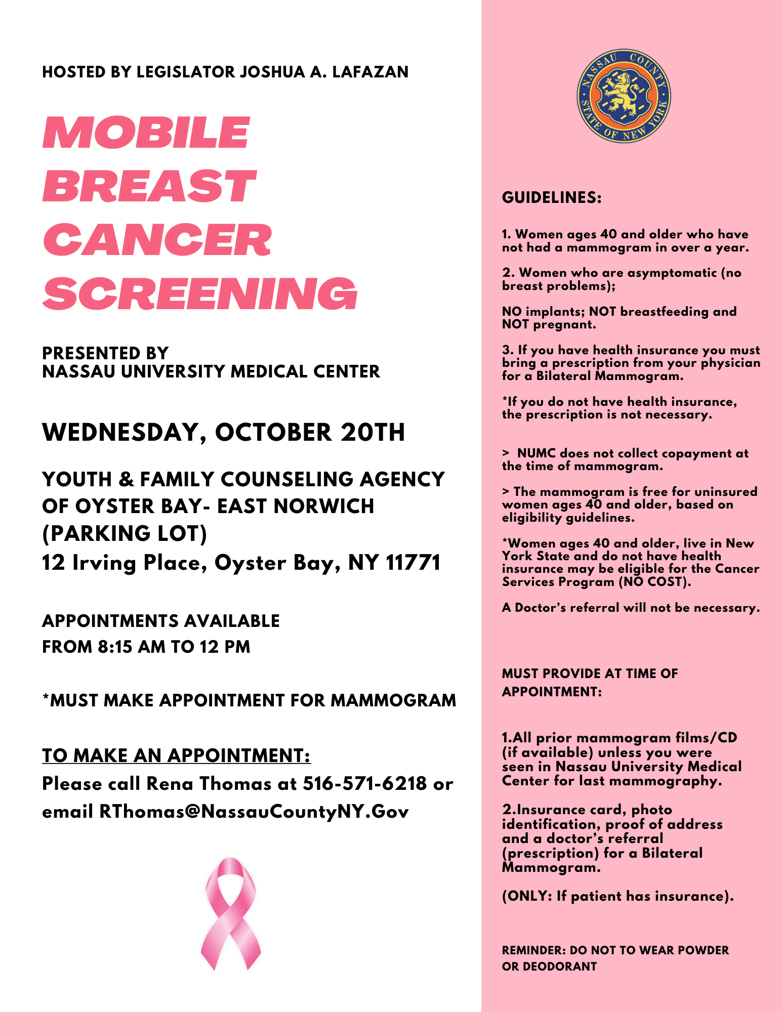 Breast Cancer Screening Flyer Oct. 20